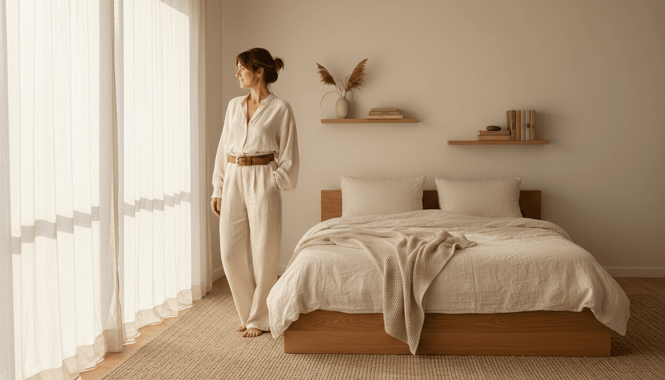 Young woman enjoying her spacious room with balcony view at luxury PG accommodation in Bengaluru